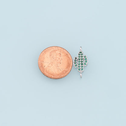 Gold Cactus Connector Charms,18K Gold Filled CZ Micro Pave Cactus Pendant,Desert Charm Bracelet Necklace for DIY Jewelry Maki