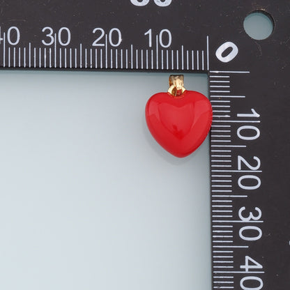 Gold Heart Charms,18K Gold Filled Enamel Heart Pendant,Red Heart Charm Bracelet Necklace for DIY Jewelry Making Supply
