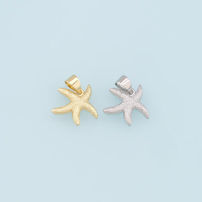Gold Starfish Charms,18K Gold Filled Sea Star Pendant,Starfish Charm Bracelet Necklace for DIY Jewelry Making Supply