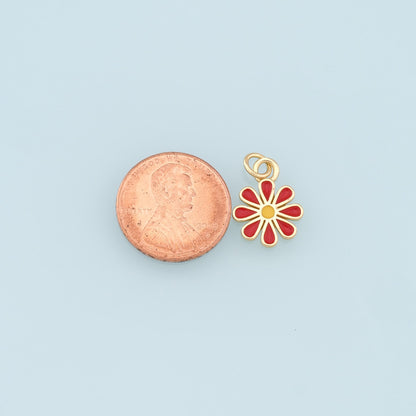 Gold Daisy Charms,18K Gold Filled Daisy Pendant,Enamel Daisy Charm Bracelet Necklace for DIY Jewelry Making Supply