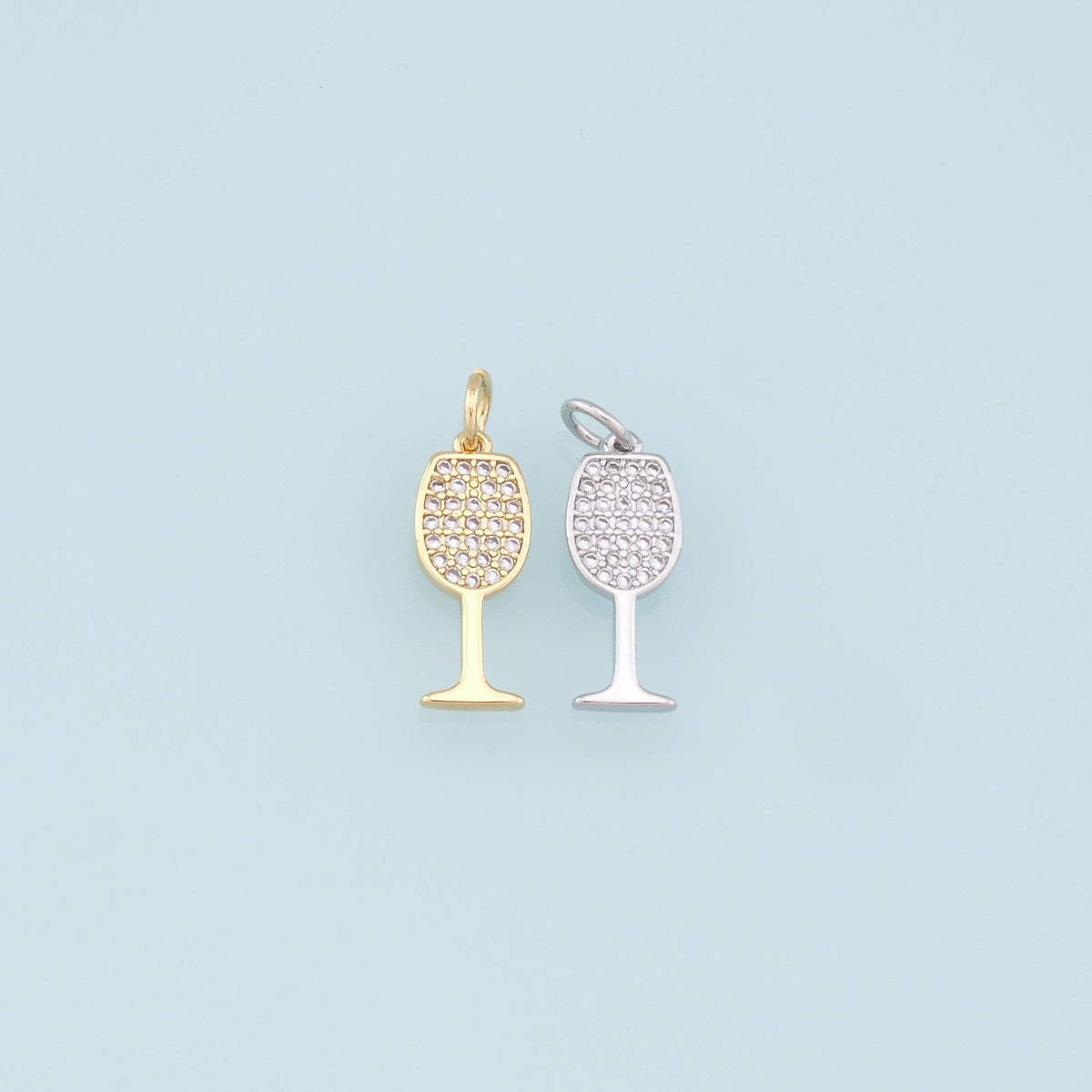 Gold Wine Glass Charms,18K Gold Filled CZ Wine Glass Pendant,Wine Glass Charm Bracelet Necklace for DIY Jewelry Making Supply