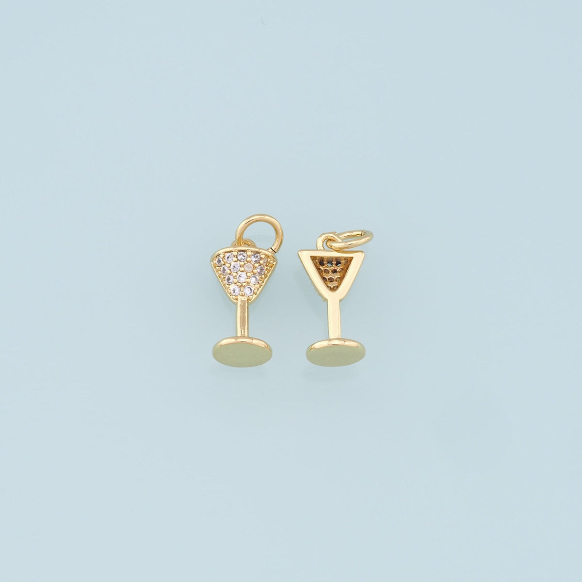 Gold Wine Glass Charms,18K Gold Filled CZ Wine Glass Pendant,Wine Glass Charm Bracelet Necklace for DIY Jewelry Making Supply