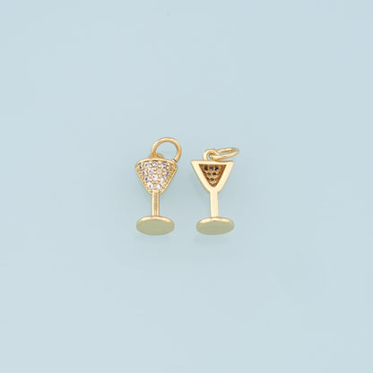 Gold Wine Glass Charms,18K Gold Filled CZ Wine Glass Pendant,Wine Glass Charm Bracelet Necklace for DIY Jewelry Making Supply