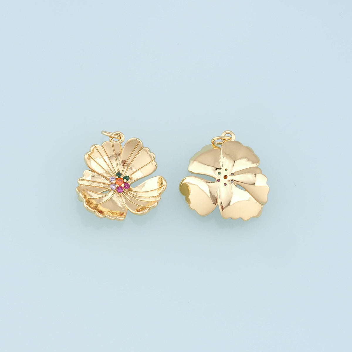 Gold Flower Charms,18K Gold Filled Flower Pendant,Silver flower Charm Bracelet Necklace for DIY Jewelry Making Supply