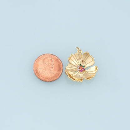 Gold Flower Charms,18K Gold Filled Flower Pendant,Silver flower Charm Bracelet Necklace for DIY Jewelry Making Supply
