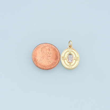 Gold Oval Charms,18K Gold Filled Oval Pendant,Crystal Oval Charm Bracelet Necklace for DIY Jewelry Making Supply