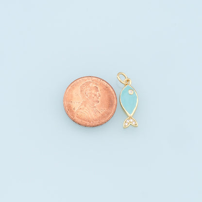 18K Gold Filled Enamel Fish Charm Pendant for Jewelry Making