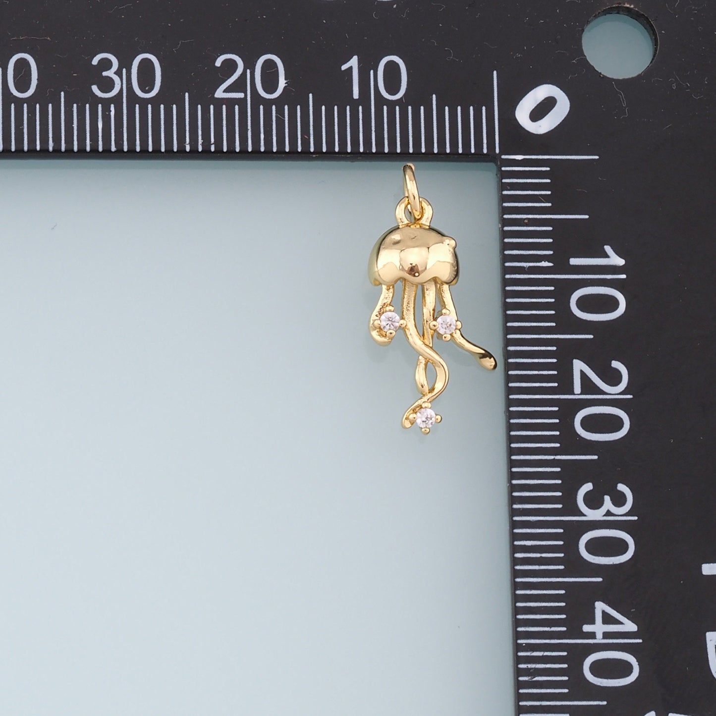 Gold Jellyfish Charms,18K Gold Filled Jellyfish Pendant,CZ Jellyfish Charm Bracelet Necklace for DIY Jewelry Making Supply