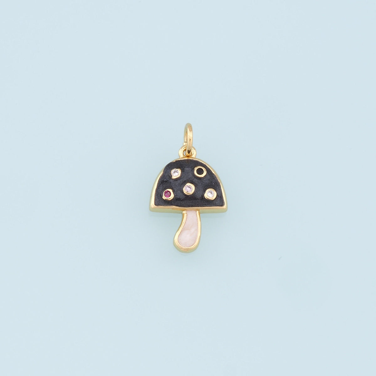 Gold Mushroom Charms,18K Gold Filled Enamel Mushroom Pendant,Kawaii Charm Bracelet Necklace for DIY Jewelry Making Supply