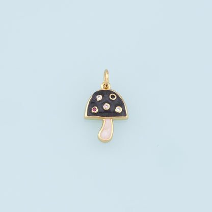Gold Mushroom Charms,18K Gold Filled Enamel Mushroom Pendant,Kawaii Charm Bracelet Necklace for DIY Jewelry Making Supply