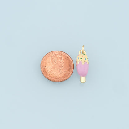 Ice Cream Charms,18K Gold Filled Enamel Ice Cream Pendant,Cute Ice Cream Charm Bracelet Necklace for DIY Jewelry Making Suppl