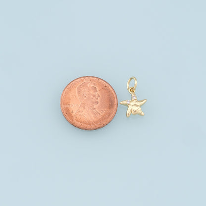 Gold Starfish Charms,18K Gold Filled Sea Star Pendant,CZ Starfish Charm Bracelet Necklace for DIY Jewelry Making Supply