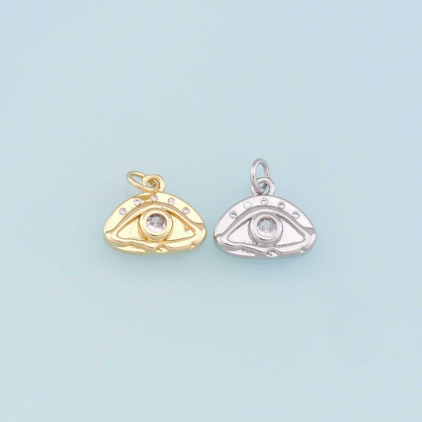Gold Evil Eye Charms,18K Gold Filled Evil Eye Pendant,CZ Evil Eye Charm Bracelet Necklace for DIY Jewelry Making Supply