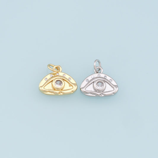 Gold Evil Eye Charms,18K Gold Filled Evil Eye Pendant,CZ Evil Eye Charm Bracelet Necklace for DIY Jewelry Making Supply
