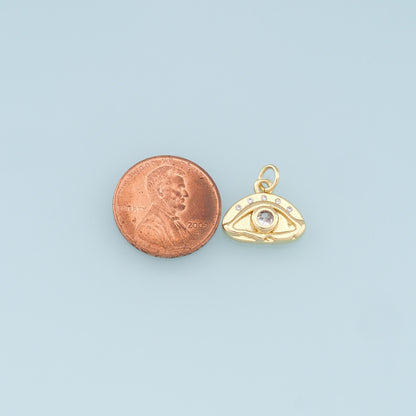 Gold Evil Eye Charms,18K Gold Filled Evil Eye Pendant,CZ Evil Eye Charm Bracelet Necklace for DIY Jewelry Making Supply