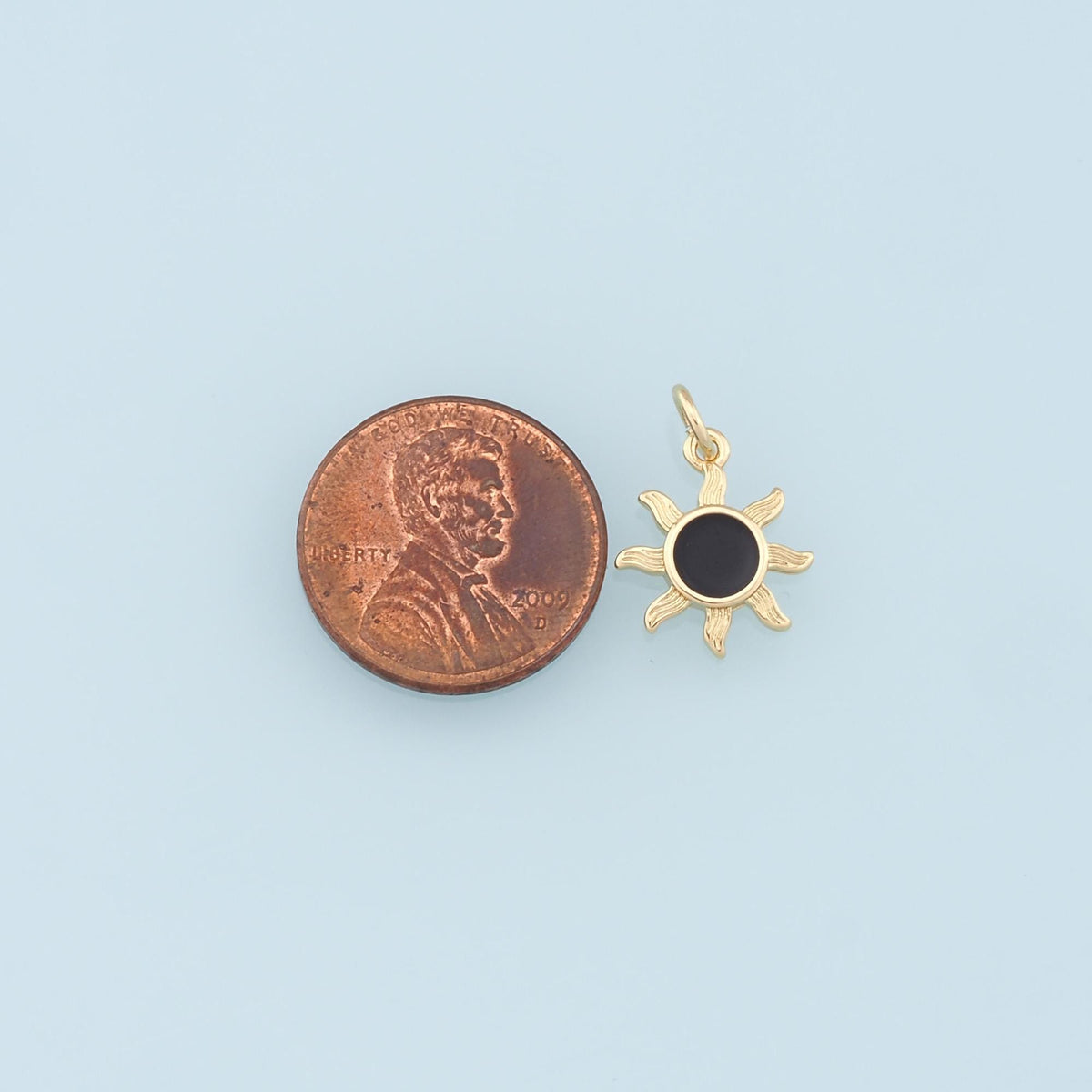 18K Gold Filled Sun Enamel Charm Pendant for Jewelry Making