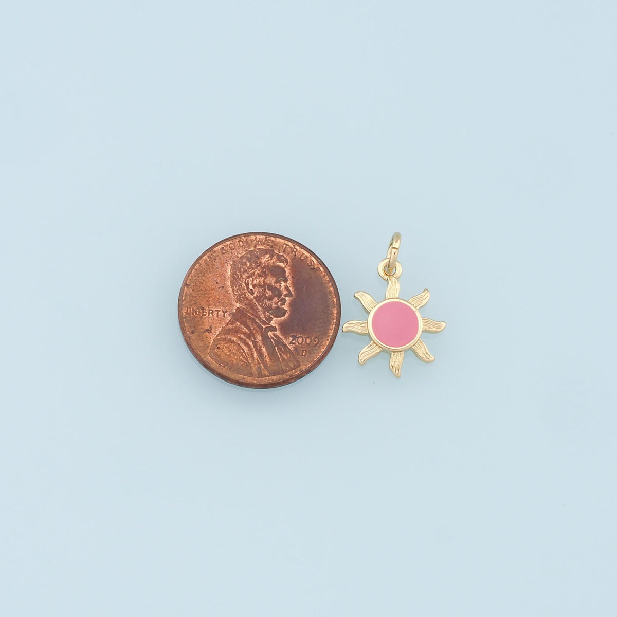 18K Gold Filled Sun Enamel Charm Pendant for Jewelry Making