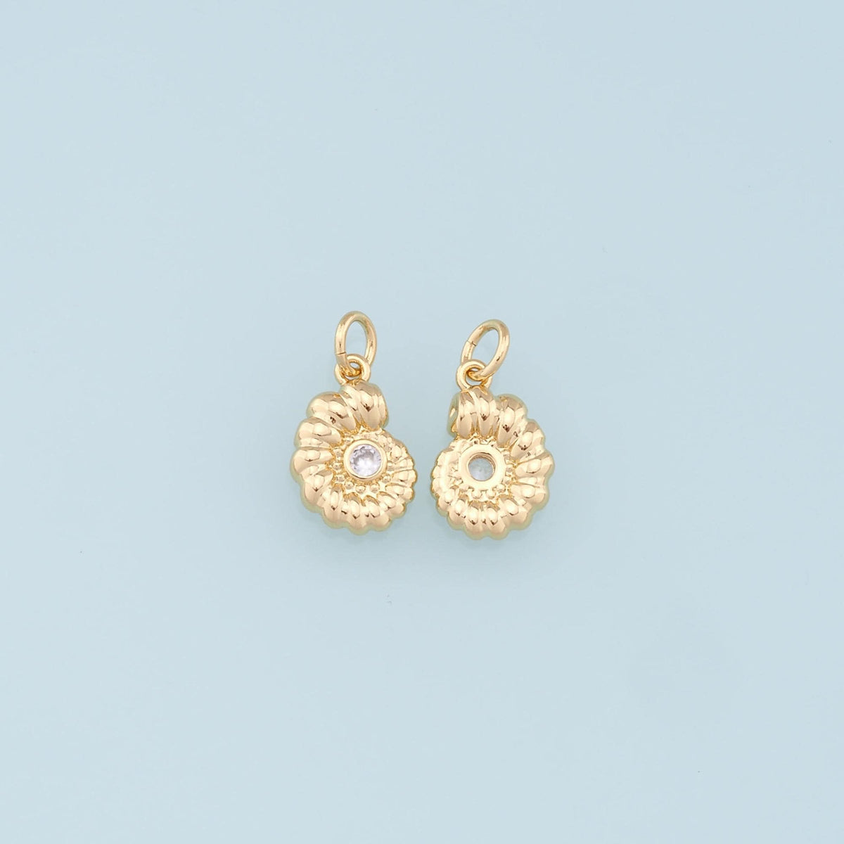 Gold Shell Charms,18K Gold Filled CZ Conch Shell Pendant,Ocean Charm Bracelet Necklace for DIY Jewelry Making Supply