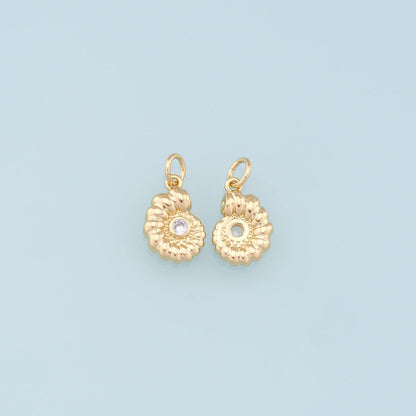 Gold Shell Charms,18K Gold Filled CZ Conch Shell Pendant,Ocean Charm Bracelet Necklace for DIY Jewelry Making Supply