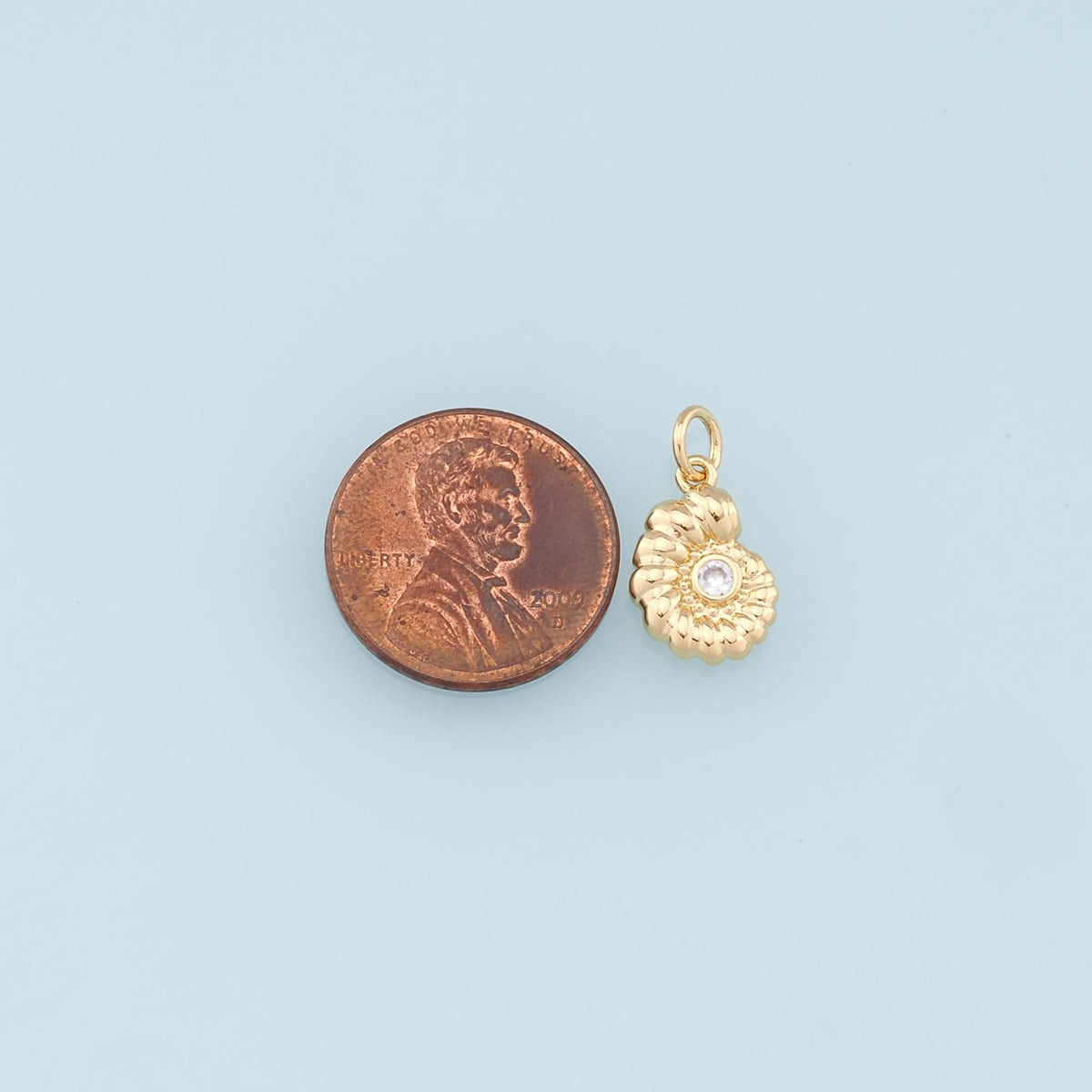 Gold Shell Charms,18K Gold Filled CZ Conch Shell Pendant,Ocean Charm Bracelet Necklace for DIY Jewelry Making Supply