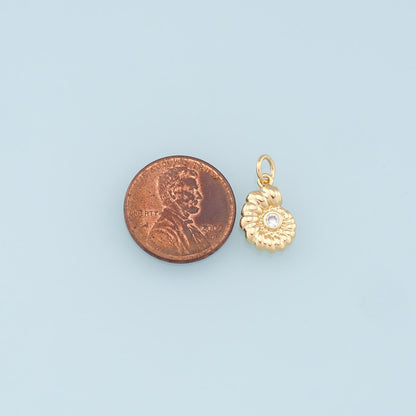 Gold Shell Charms,18K Gold Filled CZ Conch Shell Pendant,Ocean Charm Bracelet Necklace for DIY Jewelry Making Supply