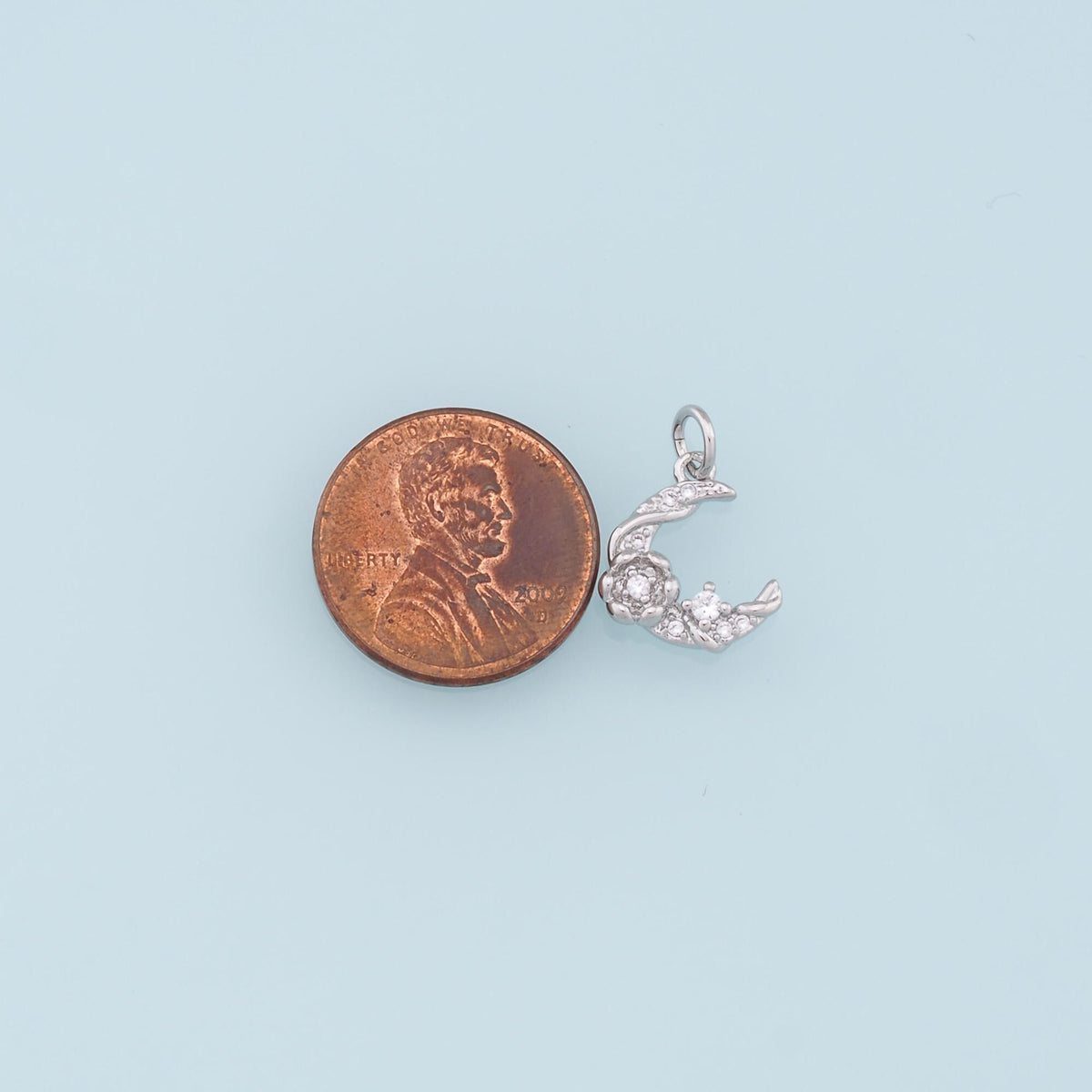 18K Gold Filled Moon CZ Charm Pendant for Jewelry Making
