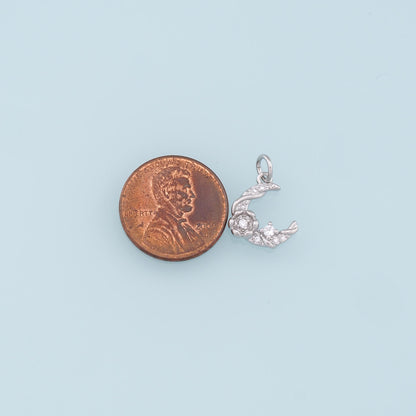 18K Gold Filled Moon CZ Charm Pendant for Jewelry Making