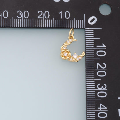 18K Gold Filled Moon CZ Charm Pendant for Jewelry Making