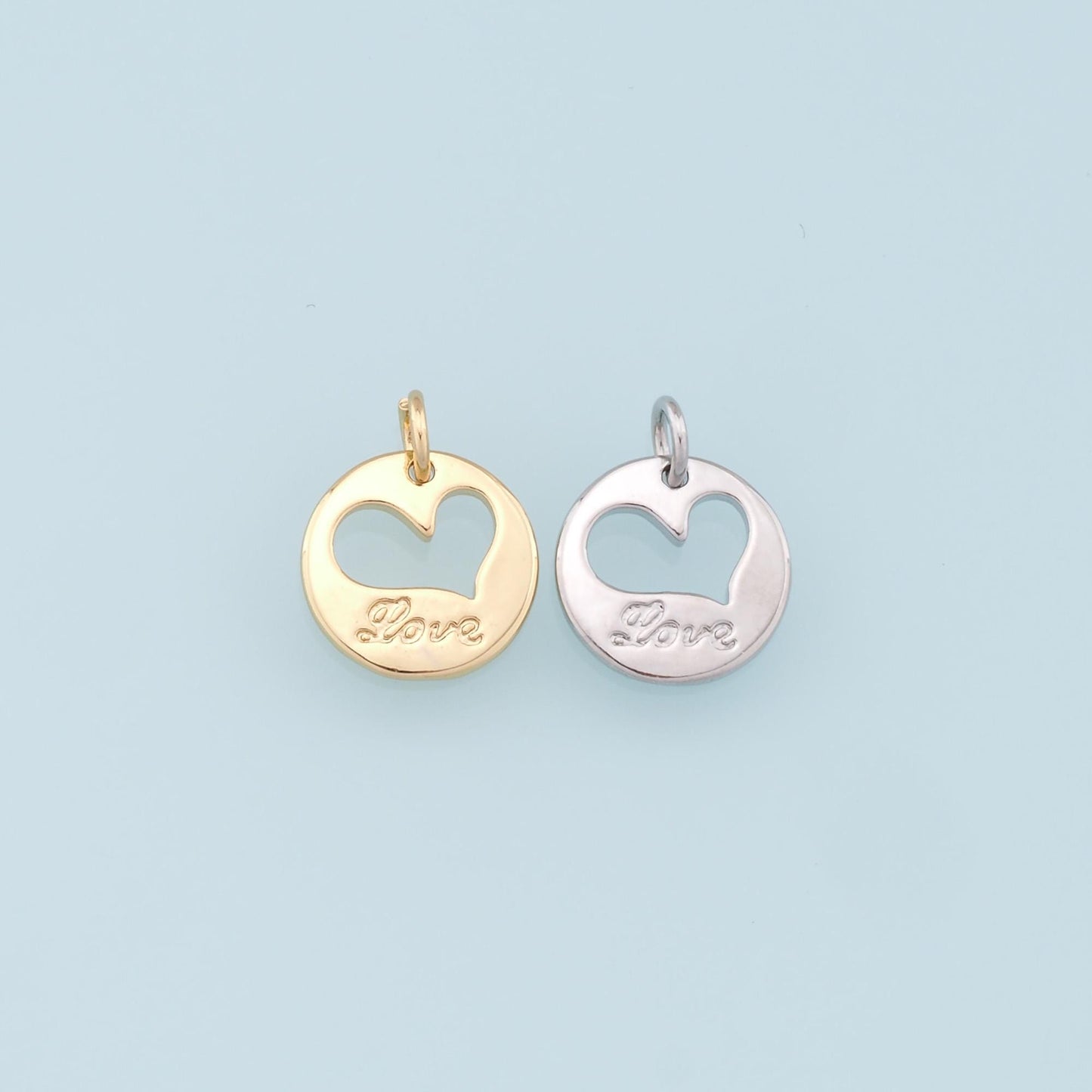Gold Heart Charms,18K Gold Filled Love Pendant,Heart Charm Bracelet Necklace for DIY Jewelry Making Supply