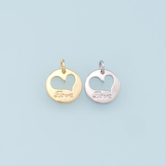 Gold Heart Charms,18K Gold Filled Love Pendant,Heart Charm Bracelet Necklace for DIY Jewelry Making Supply
