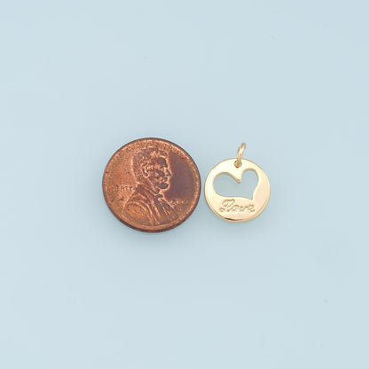 Gold Heart Charms,18K Gold Filled Love Pendant,Heart Charm Bracelet Necklace for DIY Jewelry Making Supply