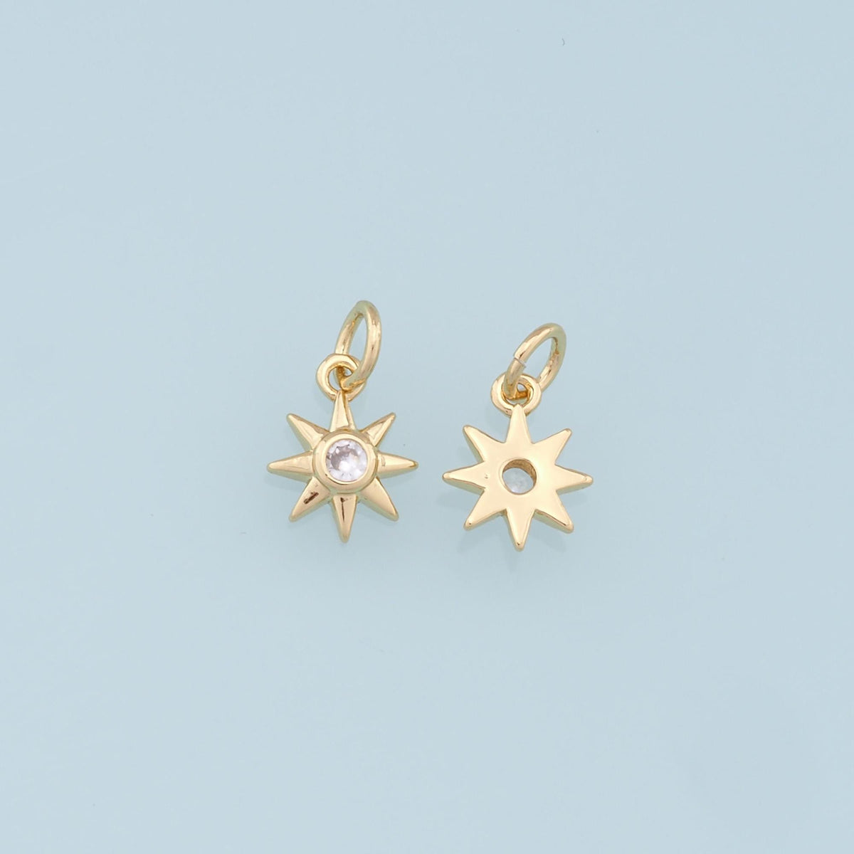 Gold Star Charms,18K Gold Filled Starburst Pendant,North Star Charm Bracelet Necklace for DIY Jewelry Making Supply