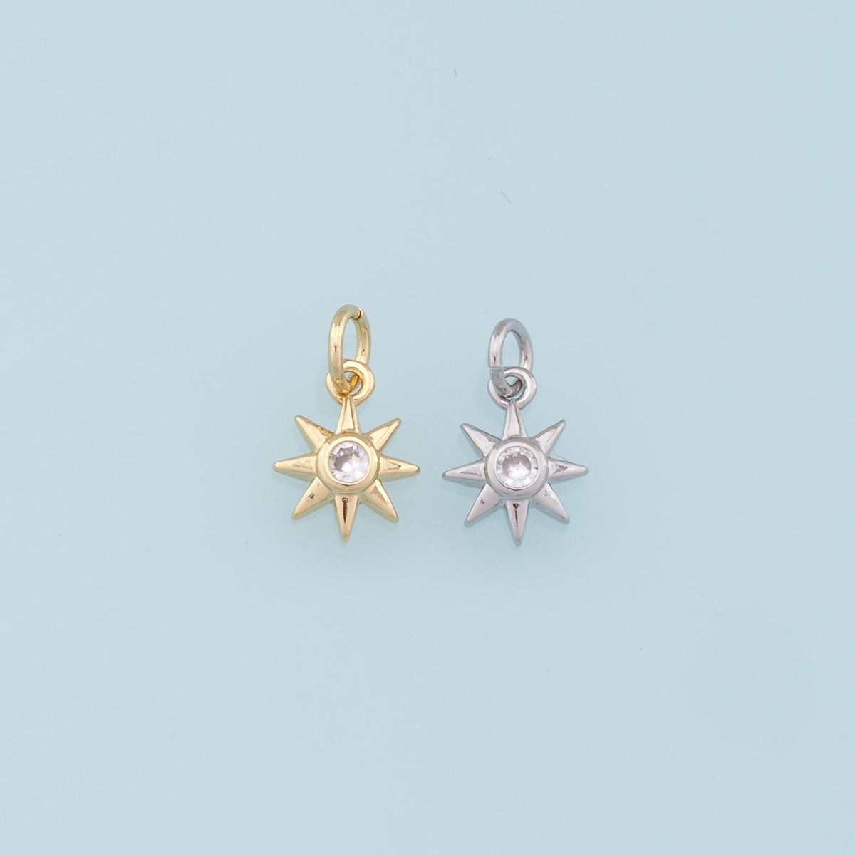 Gold Star Charms,18K Gold Filled Starburst Pendant,North Star Charm Bracelet Necklace for DIY Jewelry Making Supply