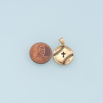 Gold Cross Charms,18K Gold Filled Round Cross Pendant,Cross Charm Bracelet Necklace for DIY Jewelry Making Supply