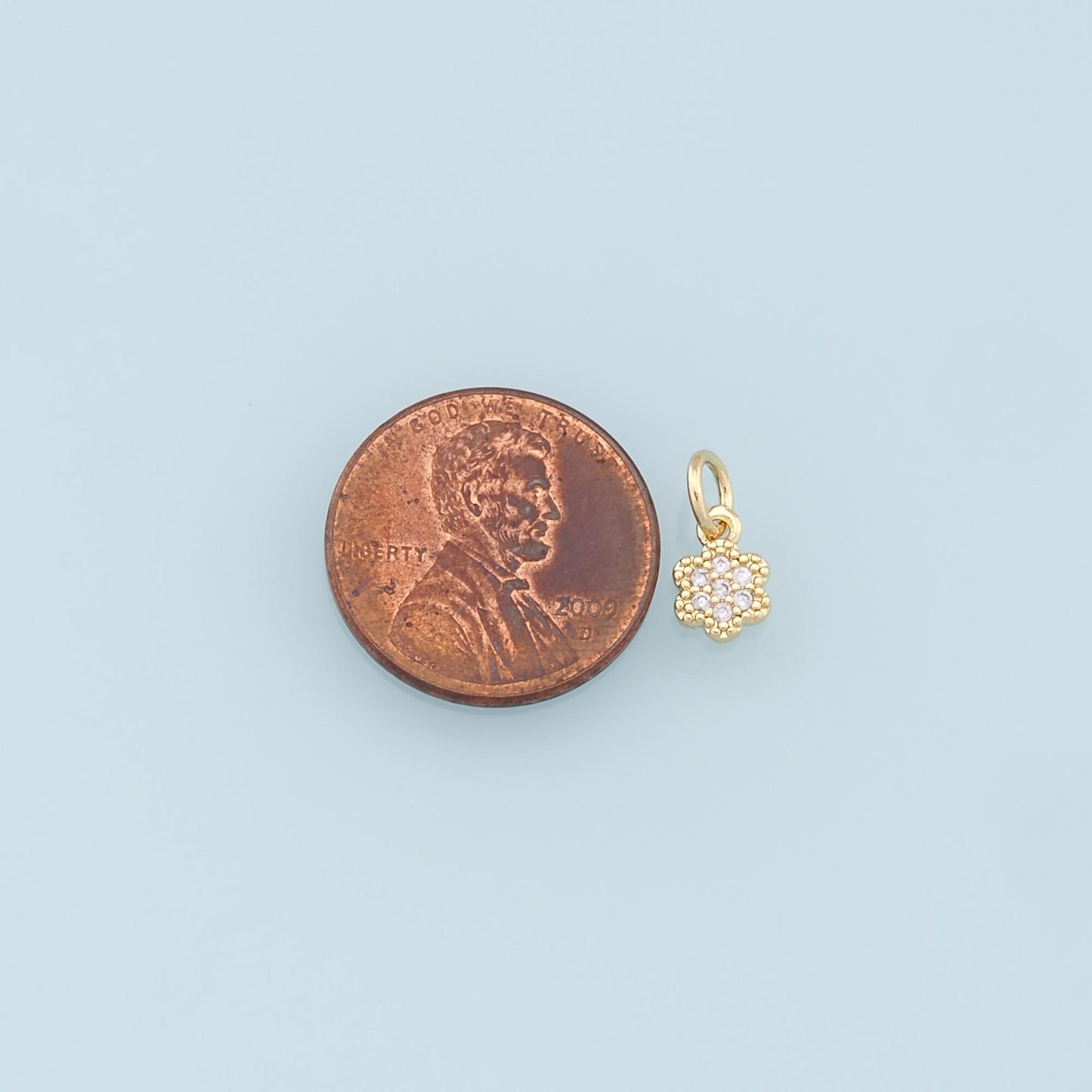 Gold Tiny Flower Charms,18K Gold Filled Flower Pendant,CZ Micro Pave Flower Charm Bracelet Necklace for DIY Jewelry Making Supply