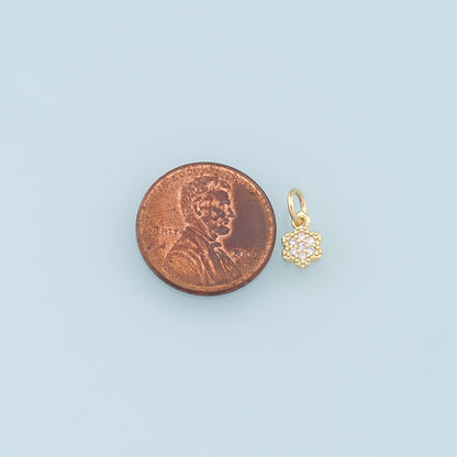 Gold Tiny Flower Charms,18K Gold Filled Flower Pendant,CZ Micro Pave Flower Charm Bracelet Necklace for DIY Jewelry Making Supply