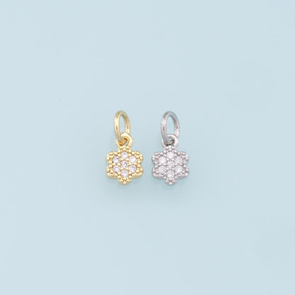 Gold Tiny Flower Charms,18K Gold Filled Flower Pendant,CZ Micro Pave Flower Charm Bracelet Necklace for DIY Jewelry Making Supply