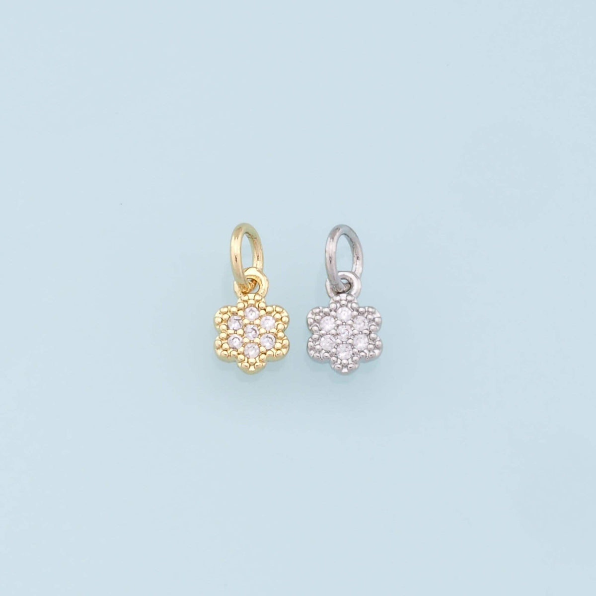 18K Gold Filled Flower CZ Charm Pendant for Jewelry Making