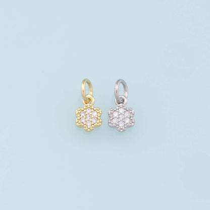 18K Gold Filled Flower CZ Charm Pendant for Jewelry Making