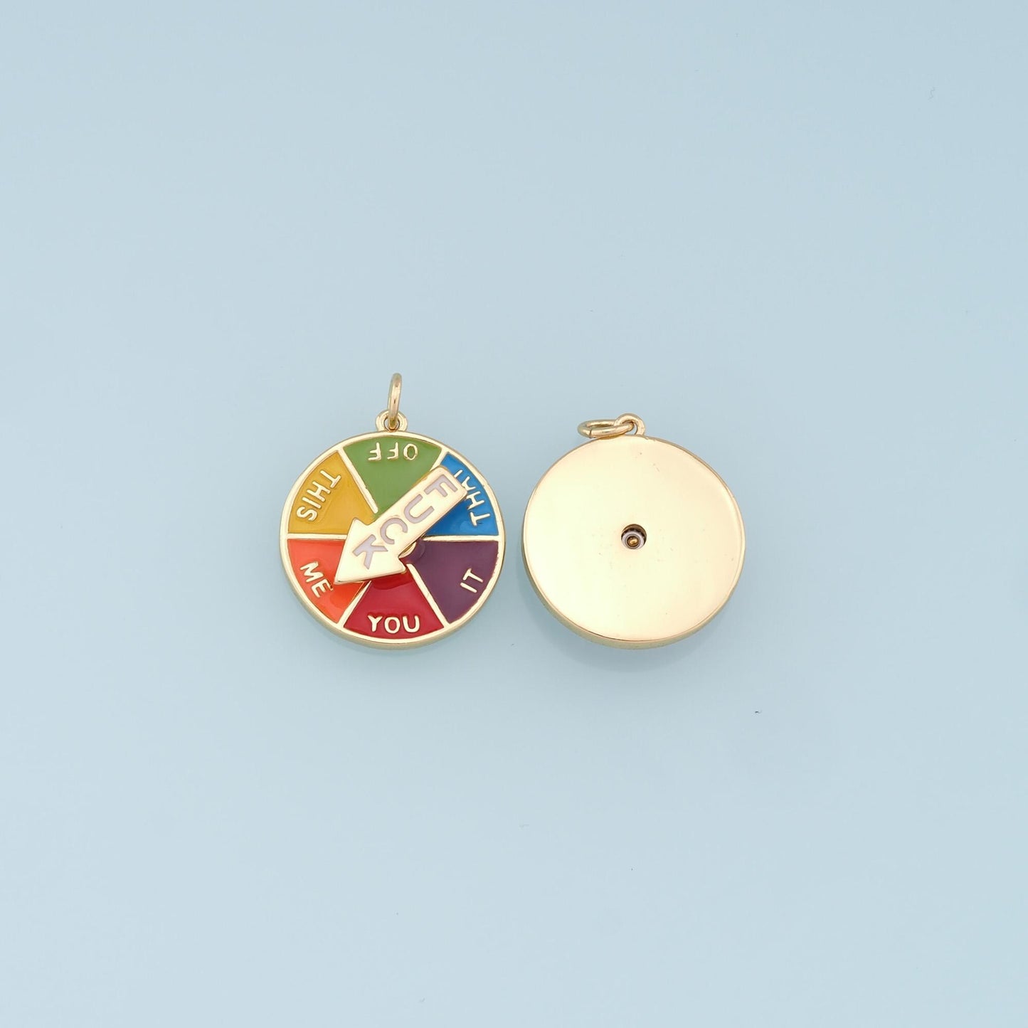 Gold Spinner Fuck Charms,18K Gold Filled Mood Pendant,Funny Colorful Enamel Charm Bracelet Necklace for DIY Jewelry Making Supply