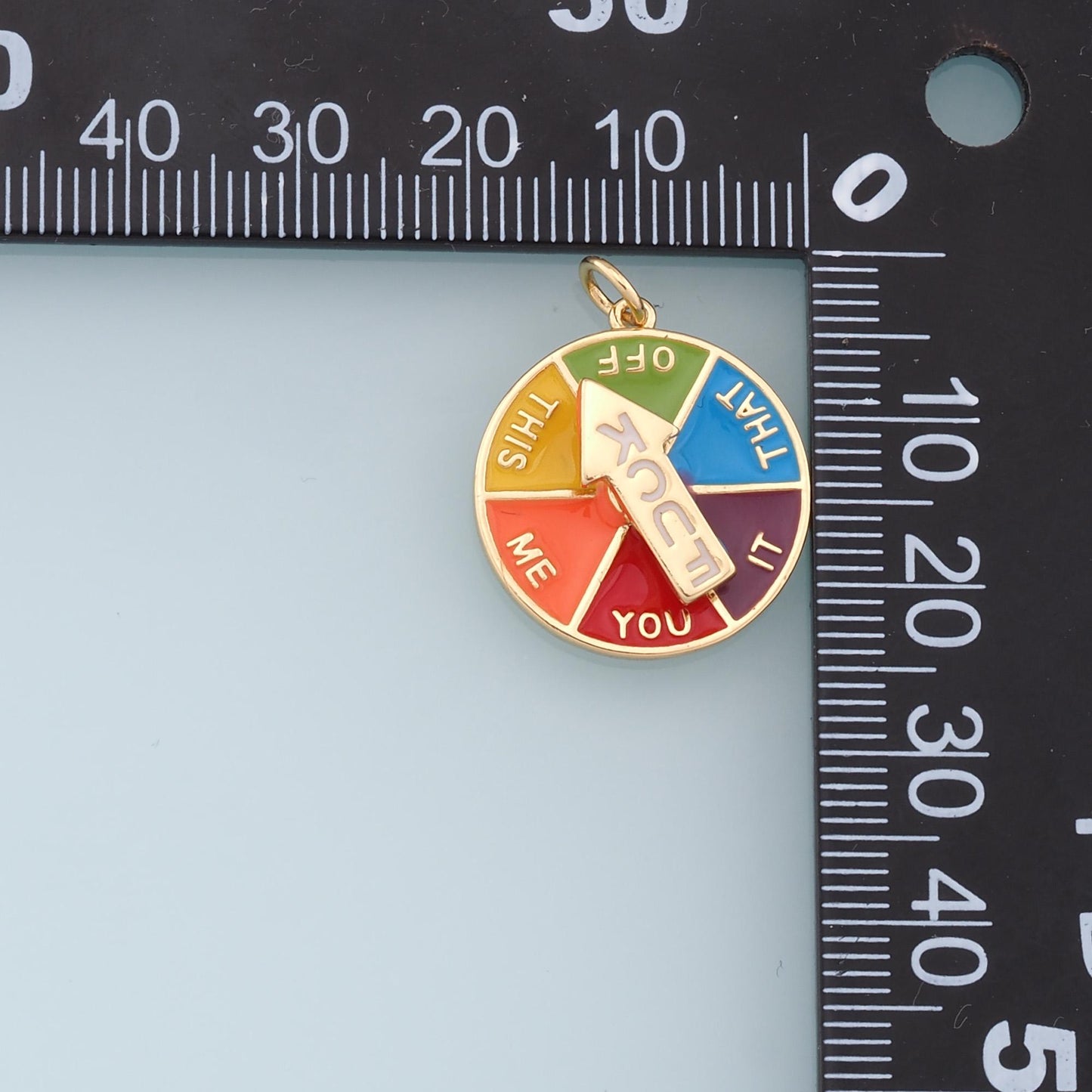 Gold Spinner Fuck Charms,18K Gold Filled Mood Pendant,Funny Colorful Enamel Charm Bracelet Necklace for DIY Jewelry Making Supply