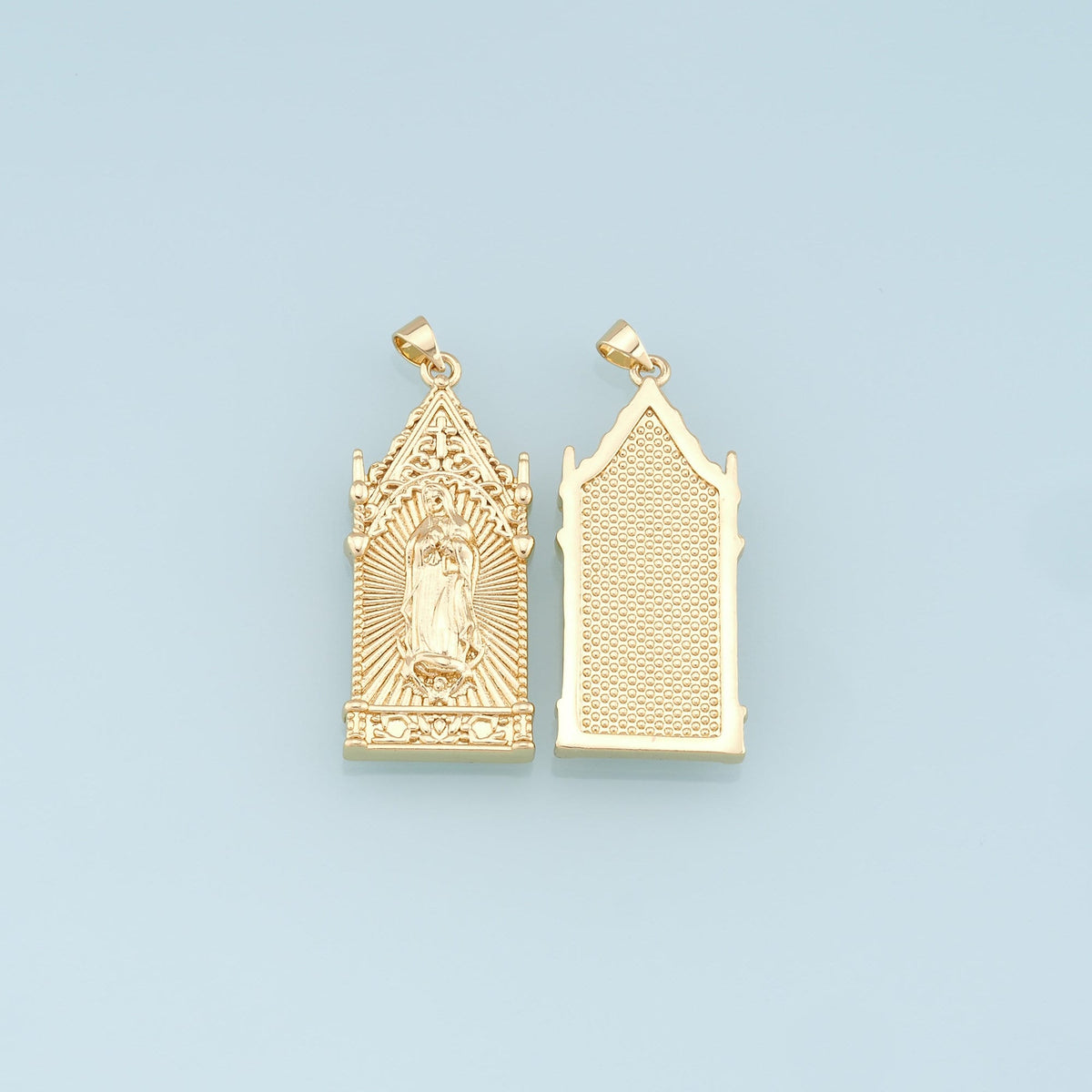 Gold Our Lady of Guadalupe Charms,18K Gold Filled Virgin Mary Pendant Charm Bracelet Necklace for DIY Jewelry Making Supply