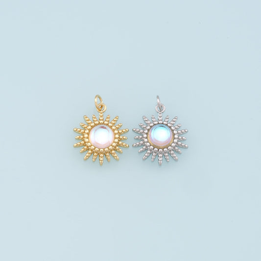 Gold Sun Charms,18K Gold Filled Sun Pendant,Star Charm Bracelet Necklace for DIY Jewelry Making Supply