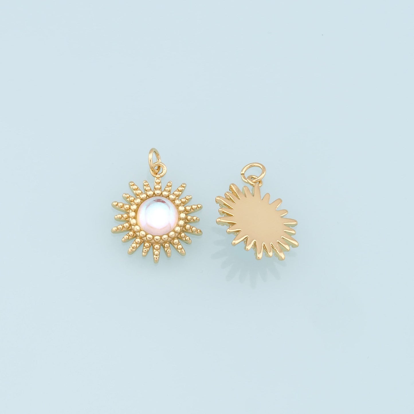 Gold Sun Charms,18K Gold Filled Sun Pendant,Star Charm Bracelet Necklace for DIY Jewelry Making Supply