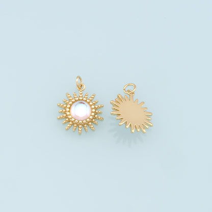 Gold Sun Charms,18K Gold Filled Sun Pendant,Star Charm Bracelet Necklace for DIY Jewelry Making Supply