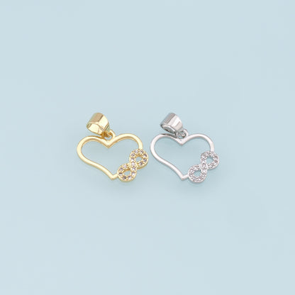 Gold Heart Infinity Charms,18K Gold Filled Heart Pendant,CZ Micro Pave Infinity Charm Bracelet Necklace for DIY Jewelry Making Supply