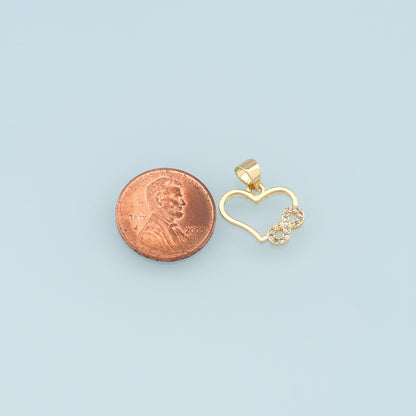 Gold Heart Infinity Charms,18K Gold Filled Heart Pendant,CZ Micro Pave Infinity Charm Bracelet Necklace for DIY Jewelry Making Supply