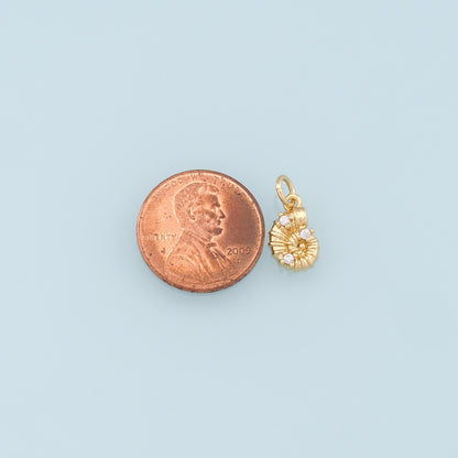 Gold Shell Charms,18K Gold Filled CZ Conch Shell Pendant,Ocean Charm Bracelet Necklace for DIY Jewelry Making Supply