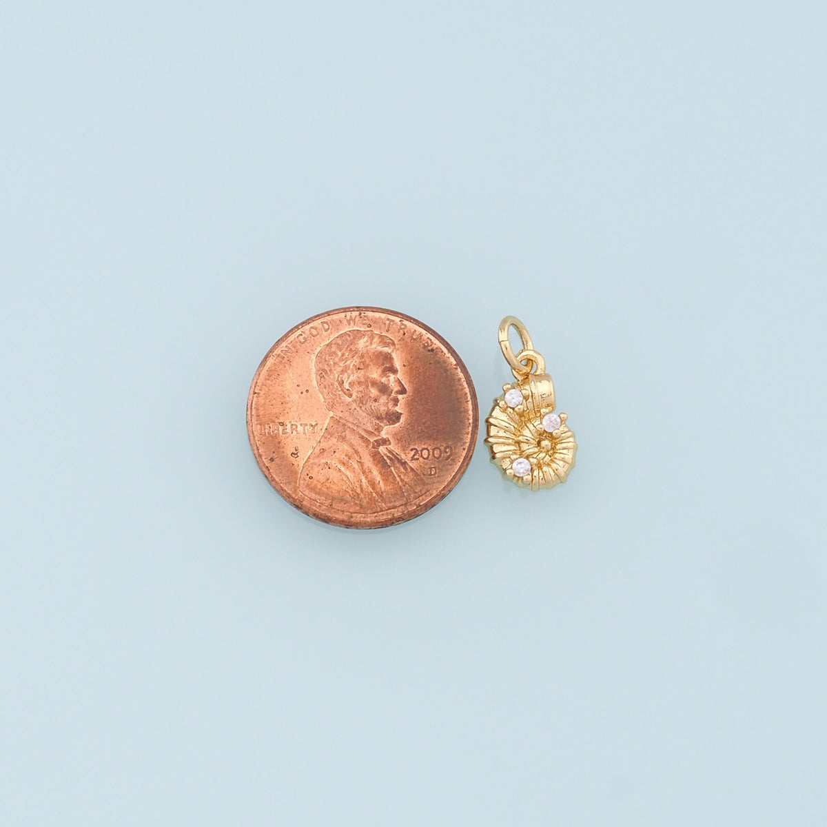 18K Gold Filled Shell CZ Charm Pendant for Jewelry Making
