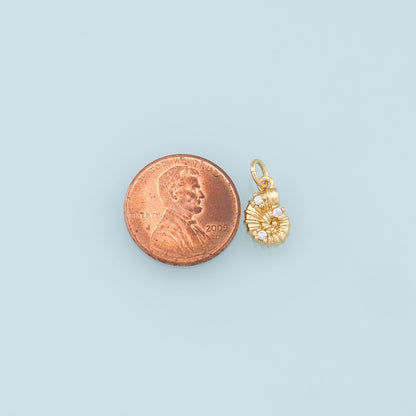 18K Gold Filled Shell CZ Charm Pendant for Jewelry Making